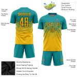 Custom Teal Gold Black Soccer Jersey with Name and Number - Personalized Uniform Personalized Teal Gold-Black Sublimation