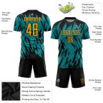 Custom Personalized Soccer Uniform Jersey with Teal, Gold, and Black Colors - Custom Name and Number Personalized Teal Gold
