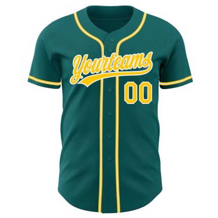Teal White Gold Baseball Jersey - Personalized Authentic Design for Fans Personalized Teal Gold-White Authentic Baseball