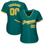 Custom Name and Number Personalized Teal Gold-White Baseball Jersey | Authentic Team Jersey Personalized Teal Gold-White