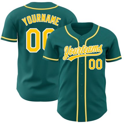 Teal White Gold Baseball Jersey - Personalized Authentic Design for Fans Personalized Teal Gold-White Authentic Baseball