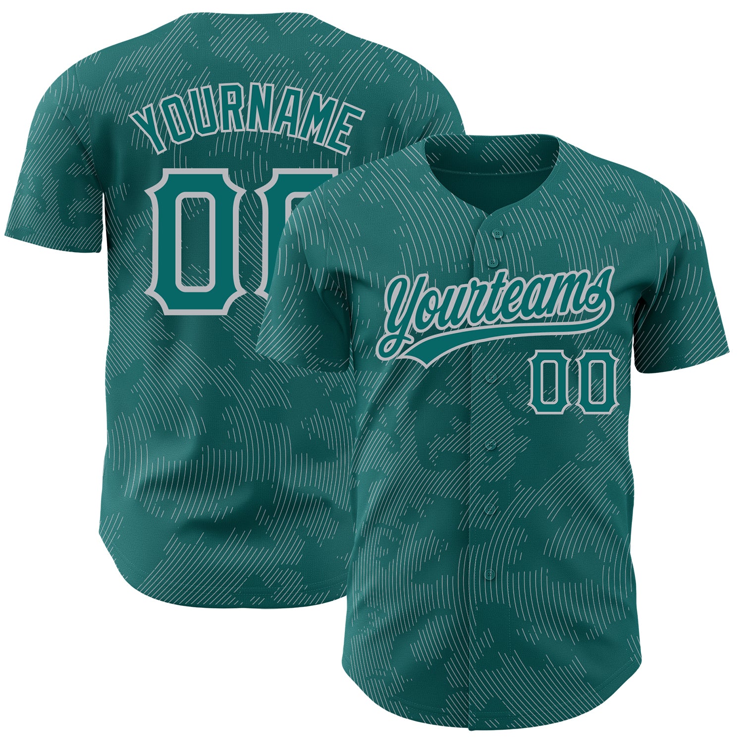 Custom Name and Number Personalized Baseball Jersey with Teal Gray 3D Pattern Curve Lines Design Personalized Teal Gray 3D