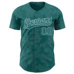 Custom Name and Number Personalized Baseball Jersey with Teal Gray 3D Pattern Curve Lines Design Personalized Teal Gray 3D