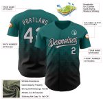 Custom Name Number Authentic Baseball Jersey 3D Teal Gray Black Gradient Square Pattern Design Personalized Teal Gray-Black