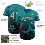 Custom Name and Number Baseball Jersey with Teal Gray-Black 3D Twinkle Star Gradient Design - Personalized Team Apparel Personalized