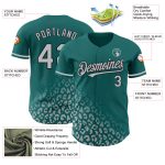 Custom Leopard Print Fade Baseball Jersey with Teal and Gray 3D Pattern - Personalize with Name and Number Personalized Teal