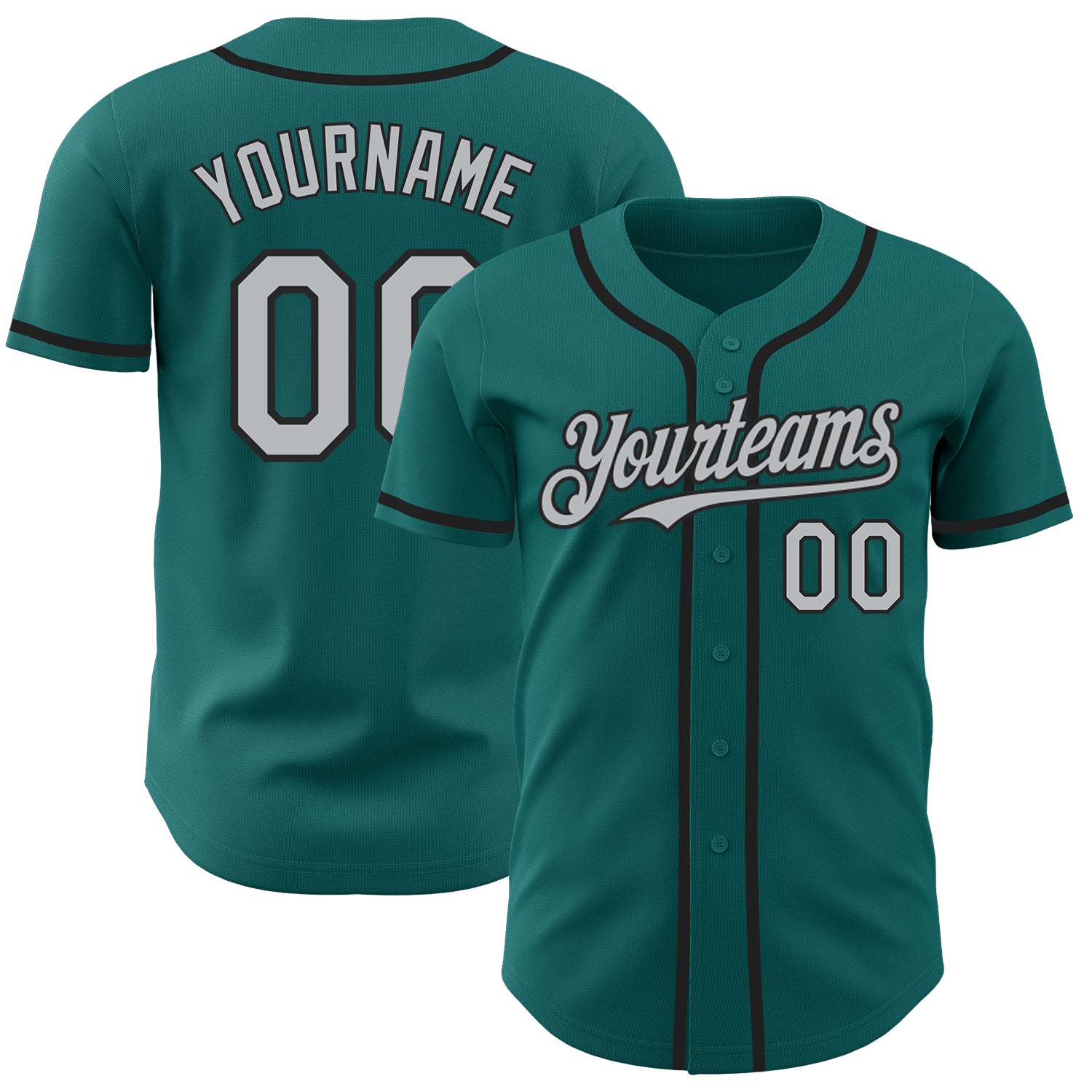 Custom Name and Number Authentic Baseball Jersey - Personalized Teal Gray Black Design Personalized Teal Gray-Black Authentic