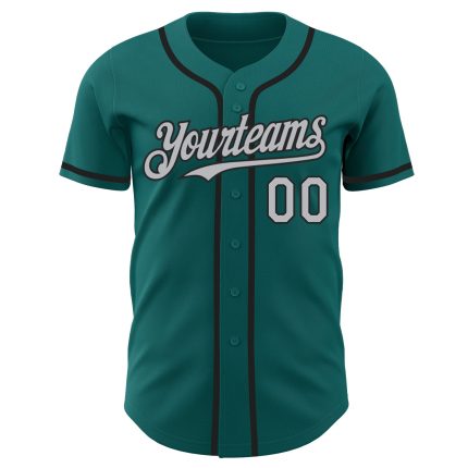 Custom Name and Number Authentic Baseball Jersey - Personalized Teal Gray Black Design Personalized Teal Gray-Black Authentic