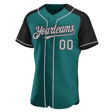 Custom Name and Number Personalized Teal Gray-Black Baseball Jersey with Authentic Raglan Sleeves Personalized Teal Gray-Black
