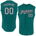 Custom Name Number Baseball Jersey - Personalized Teal Gray Black Sleeveless Team Jersey Personalized Teal Gray-Black Authentic