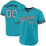 Custom Name Number Baseball Jersey - Personalized Authentic Teal Gray Black Throwback Style Personalized Teal Gray-Black