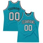Custom Personalized Basketball Jersey - Teal Gray Black Authentic Throwback with Team Name & Number Personalized Teal Gray-Black