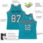 Custom Personalized Basketball Jersey - Teal Gray Black Authentic Throwback with Team Name & Number Personalized Teal Gray-Black