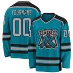 Custom Teal Gray Black Hockey Jersey - Personalized Unique Sports Apparel Personalized Teal Gray-Black Hockey Jersey