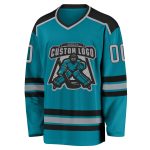 Custom Teal Gray Black Hockey Jersey - Personalized Unique Sports Apparel Personalized Teal Gray-Black Hockey Jersey