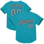Custom Name and Number Personalized Baseball Jersey - Teal Gray-Black Mesh Authentic Throwback Style Personalized Teal Gray-Black