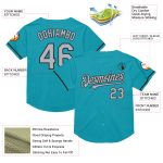 Custom Name and Number Personalized Baseball Jersey - Teal Gray-Black Mesh Authentic Throwback Style Personalized Teal Gray-Black