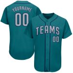 Personalized Teal Gray Navy Baseball Jersey - Custom Authentic Mens Apparel Personalized Teal Gray-Navy Authentic Baseball