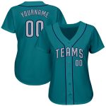 Personalized Teal Gray Navy Baseball Jersey - Custom Authentic Mens Apparel Personalized Teal Gray-Navy Authentic Baseball