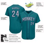 Personalized Teal Gray Navy Baseball Jersey - Custom Authentic Mens Apparel Personalized Teal Gray-Navy Authentic Baseball