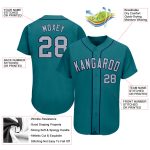 Custom Authentic Baseball Jersey with Personalized Name & Number - Teal Gray Navy Personalized Teal Gray-Navy Authentic Baseball