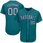 Custom Authentic Baseball Jersey with Personalized Name & Number - Teal Gray Navy Personalized Teal Gray-Navy Authentic Baseball