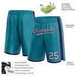 Custom Team Basketball Shorts with Personalized Name and Number in Teal Gray-Navy Personalized Teal Gray-Navy Authentic Basketball