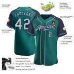 Custom Team Baseball Jersey with Personalized Name and Number, Teal Gray Navy Raglan Sleeves Personalized Teal Gray-Navy