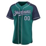 Custom Team Baseball Jersey with Personalized Name and Number, Teal Gray Navy Raglan Sleeves Personalized Teal Gray-Navy