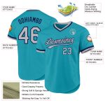 Custom Team Name and Number Teal Gray-Navy Authentic Throwback Baseball Jersey Personalized Teal Gray-Navy Authentic Throwback
