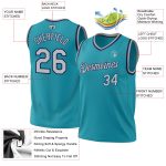 Personalized Authentic Throwback Basketball Jersey in Teal Gray-Navy Personalized Teal Gray-Navy Authentic Throwback Basketball