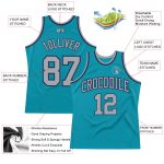 Custom Name and Number Basketball Jersey - Personalized Teal Gray-Navy Authentic Throwback Style Personalized Teal Gray-Navy