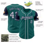 Custom Name and Number Personalized Two Tone Teal Gray-Navy Baseball Jersey - Authentic Team Jersey Personalized Teal Gray-Navy