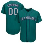 Custom Baseball Jersey - Personalized Teal Gray-Navy Team Name and Number Personalized Teal Gray-Navy Baseball Jersey Team