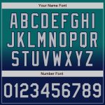 Custom Name and Number Teal Gray-Navy Varsity Letterman Bomber Fade Jacket Fashion Full-Snap Team Apparel Personalized Teal