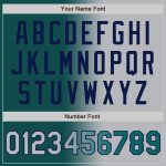 Custom Name Number Gradient Bomber Jacket Teal Gray Navy Varsity Full-Snap Fashion Team Apparel Personalized Teal Gray-Navy