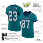 Personalized Teal Gray Navy Mesh Football Jersey - Custom Authentic Design Personalized Teal Gray-Navy Mesh Authentic Football