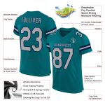 Custom Team Football Jersey with Personalized Name & Number - Teal Gray-Navy Mesh Authentic Design Personalized Teal Gray-Navy