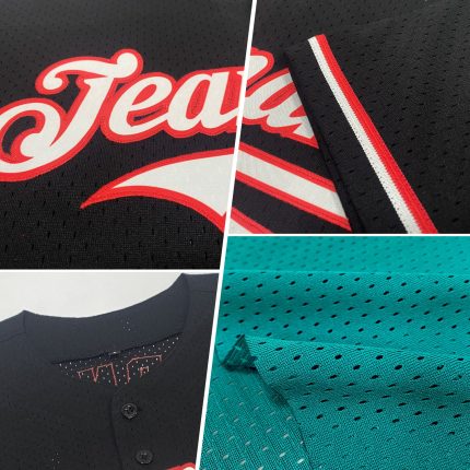 Custom Name & Number Teal Gray-Navy Mesh Baseball Jersey - Personalized Authentic Throwback Team Apparel Personalized Teal