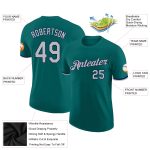 Custom Team Performance T-Shirt with Personalized Name and Number - Teal Gray-Navy Color Personalized Teal Gray-Navy Performance