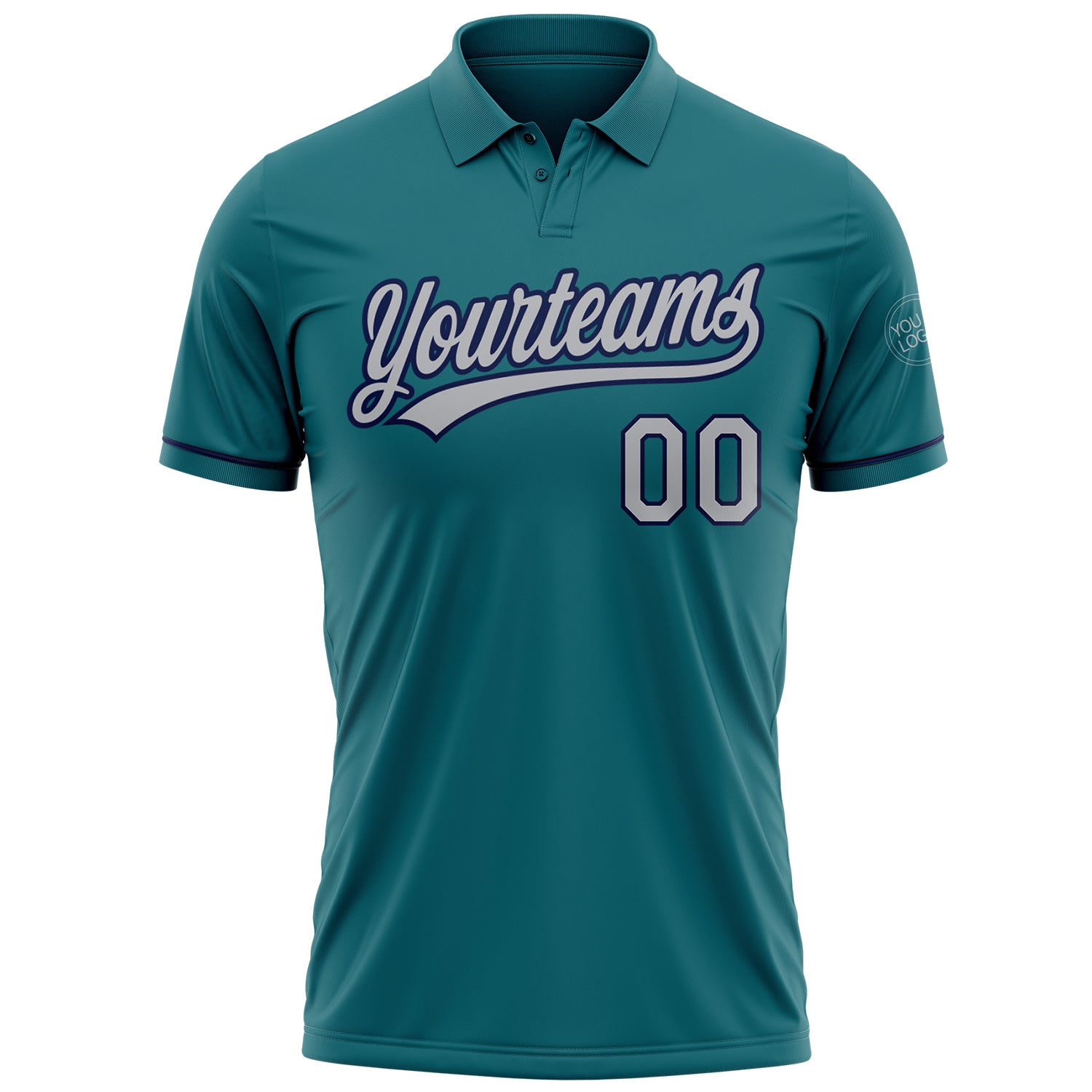 Personalized Teal Gray-Navy Performance Vapor Golf Polo Shirt Team Custom Name and Number Custom Teal Gray-Navy Performance Vapor Golf Polo Shirt with Name and Number - Personalized Team Apparel Personalized Teal - Image 2