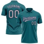 Custom Teal Gray-Navy Performance Vapor Golf Polo Shirt with Name and Number - Personalized Team Apparel Personalized Teal