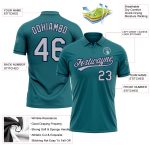 Custom Teal Gray-Navy Performance Vapor Golf Polo Shirt with Name and Number - Personalized Team Apparel Personalized Teal
