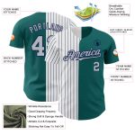 Custom Name and Number Personalized Teal Gray-Navy Pinstripe Baseball Jersey - Authentic Split Fashion Team Jersey Personalized
