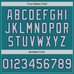 Custom Team Name and Number Softball Jersey - Unisex Teal Gray-Navy Two-Button Design Personalized Teal Gray-Navy Two-Button
