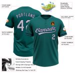 Personalized Teal Gray Navy Softball Jersey for Men and Women - Two-Button Unisex Design Personalized Teal Gray-Navy Two-Button
