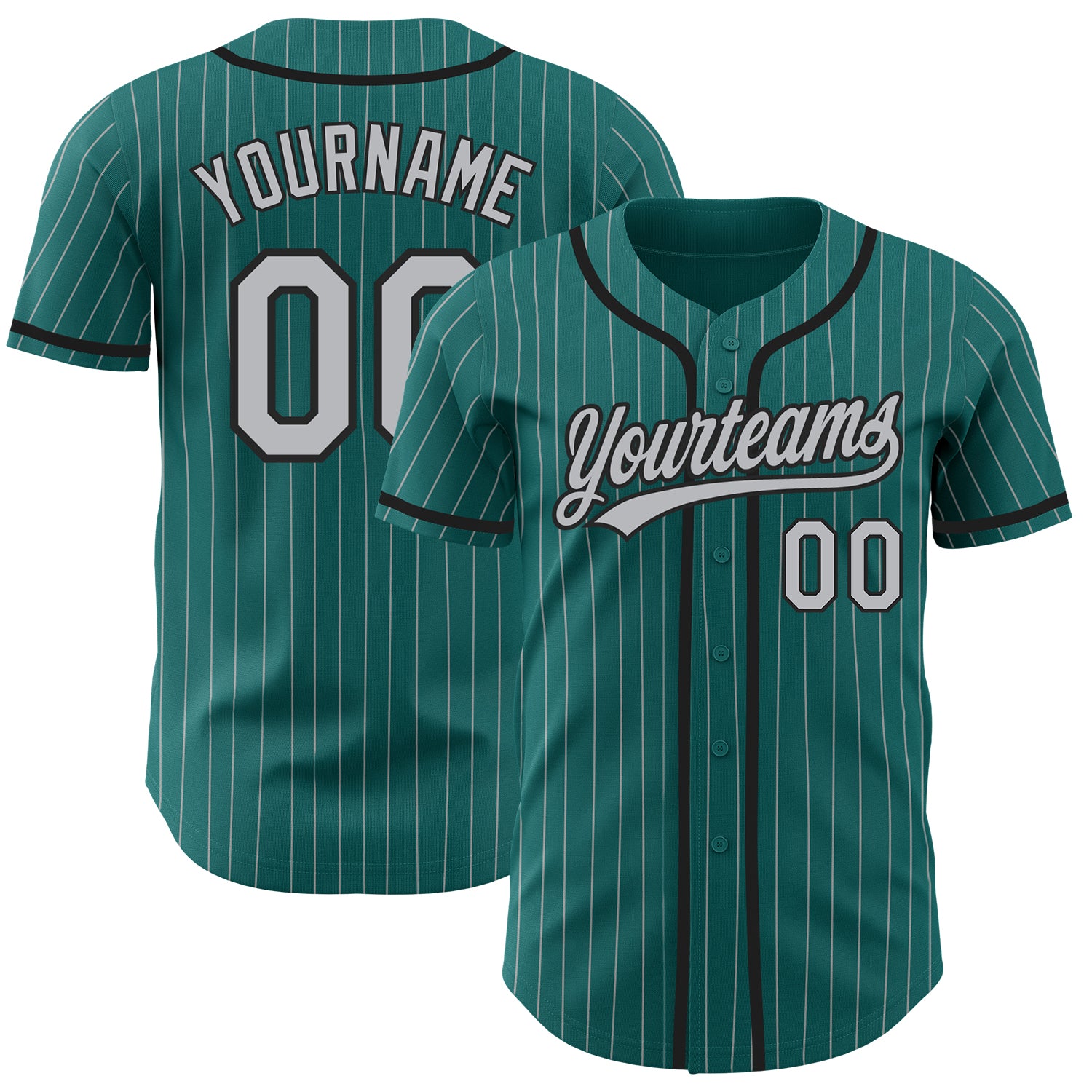 Custom Name Number Baseball Jersey - Personalized Authentic Teal Gray Pinstripe Team Jersey Personalized Teal Gray Pinstripe