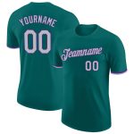 Custom Team Name and Number Teal Gray-Purple Performance T-Shirt - Personalized Athletic Tee Personalized Teal Gray-Purple
