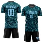 Custom Name and Number Soccer Jersey - Personalized Teal Light Blue-Black Sublimation Uniform Team Gear Personalized Teal