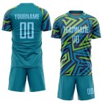 Custom Soccer Jersey with Personalized Name and Number - Teal Light Blue-Kelly Green Sublimation Uniform Personalized Teal